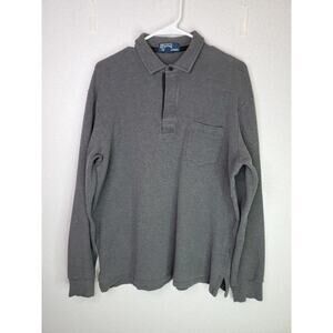 Polo Ralph Lauren Shirt Mens Size Large Gray Long Sleeve Collared Heavy Cotton